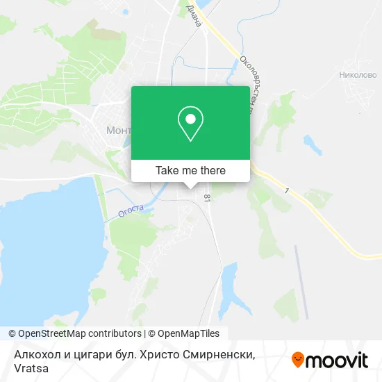 Карта Алкохол и цигари бул. Христо Смирненски