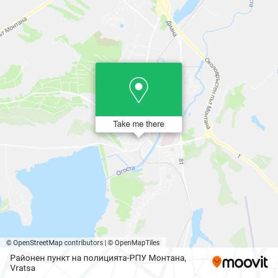 Карта Районен пункт на полицията-РПУ Монтана