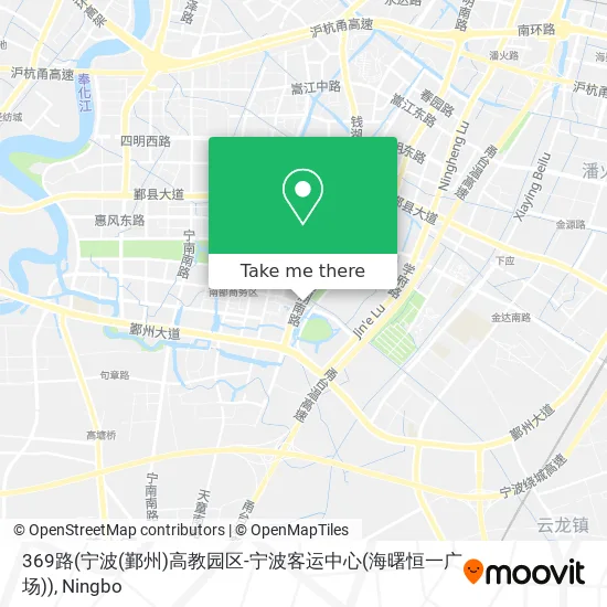 369路(宁波(鄞州)高教园区-宁波客运中心(海曙恒一广场)) map
