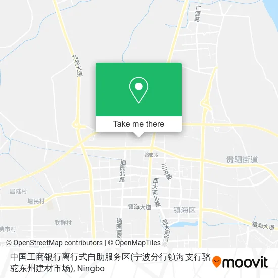 中国工商银行离行式自助服务区(宁波分行镇海支行骆驼东州建材市场) map