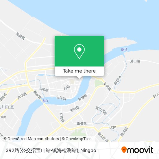 392路(公交招宝山站-镇海检测站) map