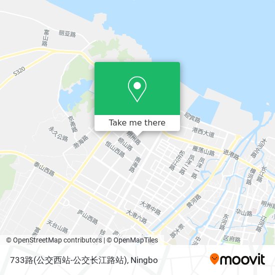 733路(公交西站-公交长江路站) map