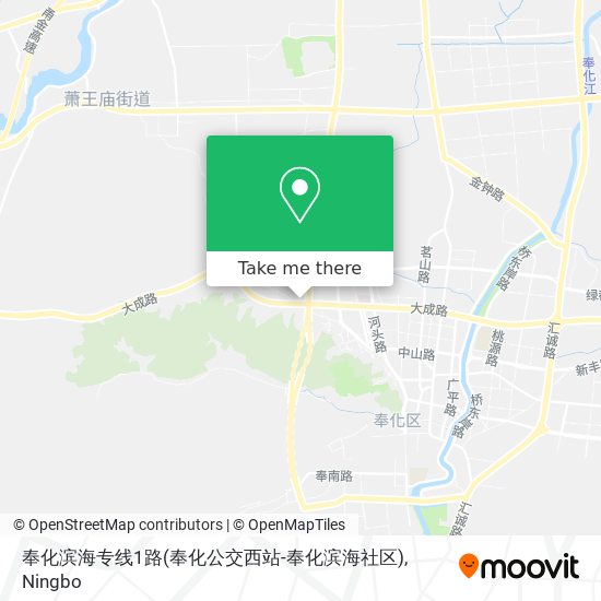 奉化滨海专线1路(奉化公交西站-奉化滨海社区) map