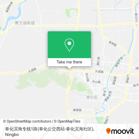 奉化滨海专线1路(奉化公交西站-奉化滨海社区) map