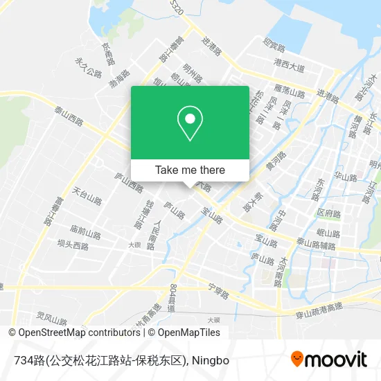 734路(公交松花江路站-保税东区) map