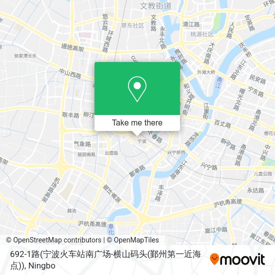 692-1路(宁波火车站南广场-横山码头(鄞州第一近海点)) map