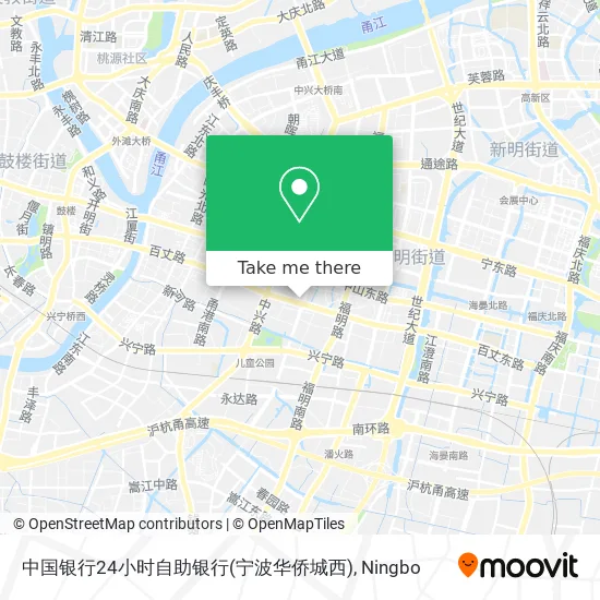 中国银行24小时自助银行(宁波华侨城西) map