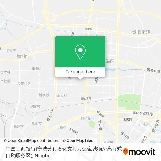 中国工商银行(宁波分行石化支行万达金城物流离行式自助服务区) map