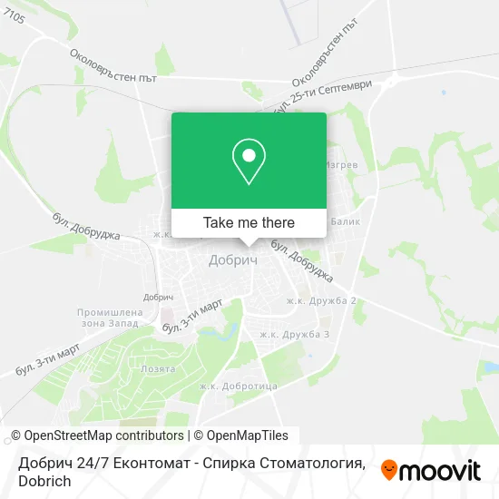 Карта Добрич 24 / 7 Еконтомат - Спирка Стоматология