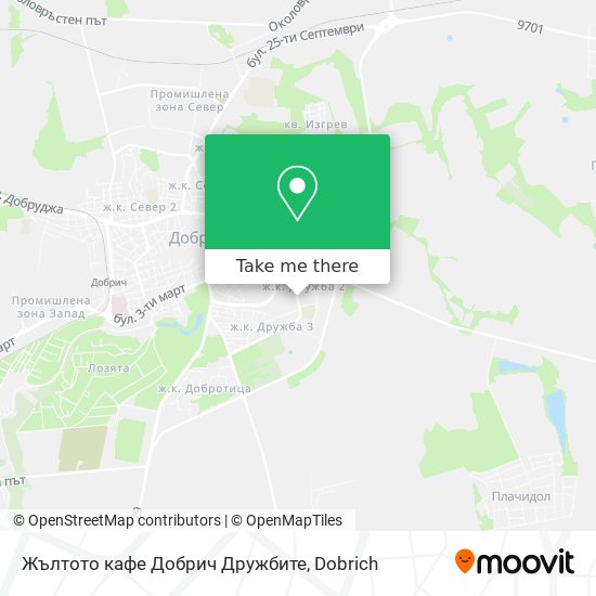 Карта Жълтото кафе Добрич Дружбите