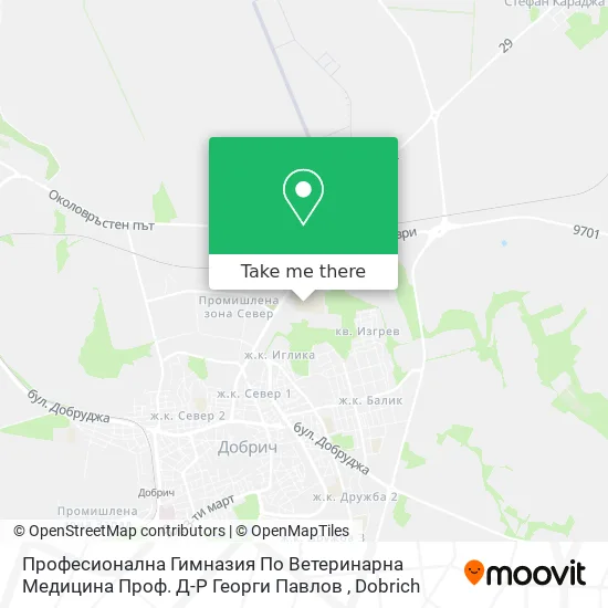 Професионална Гимназия По Ветеринарна Медицина Проф. Д-Р Георги Павлов map