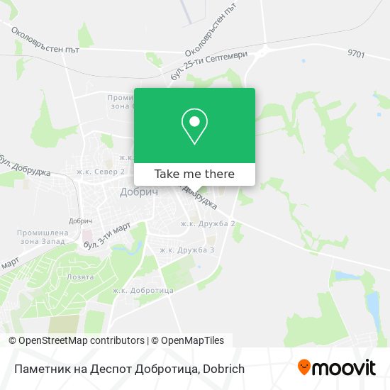 Карта Паметник на Деспот Добротица