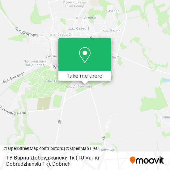 ТУ Варна-Добруджански Тк (TU Varna-Dobrudzhanski Tk) map