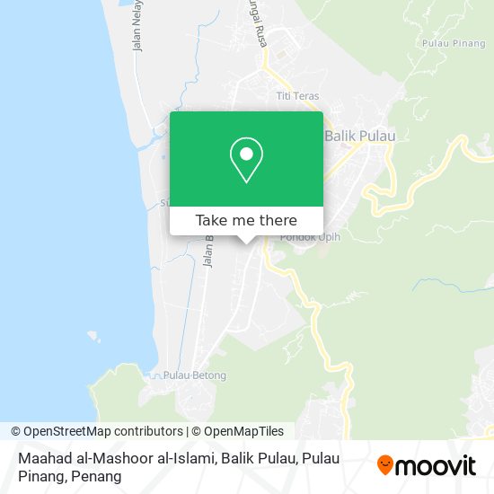 Peta Maahad al-Mashoor al-Islami, Balik Pulau, Pulau Pinang