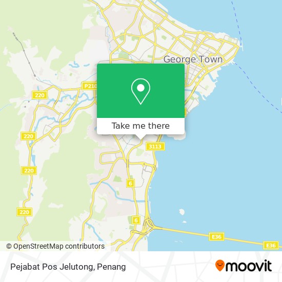 如何坐公交或轮渡去pulau Pinang的pejabat Pos Jelutong