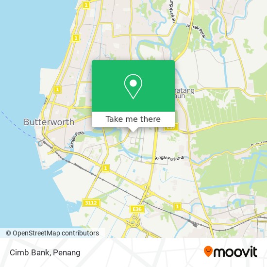 如何坐公交去pulau Pinang的cimb Bank Pusat Bandar Seberang Jaya