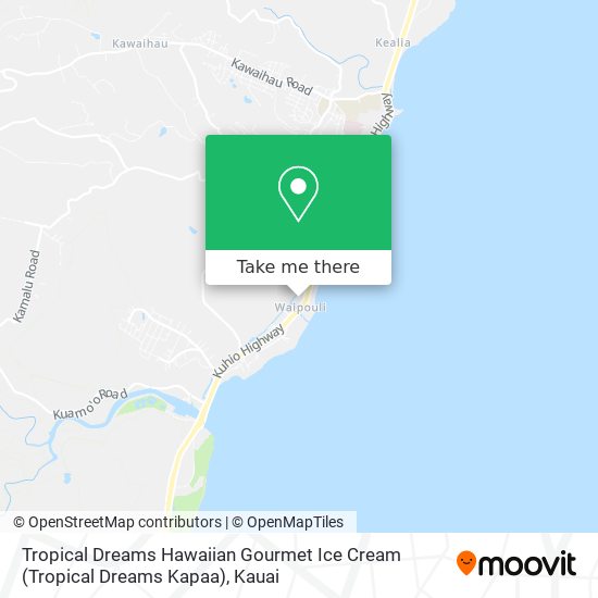 Mapa de Tropical Dreams Hawaiian Gourmet Ice Cream (Tropical Dreams Kapaa)