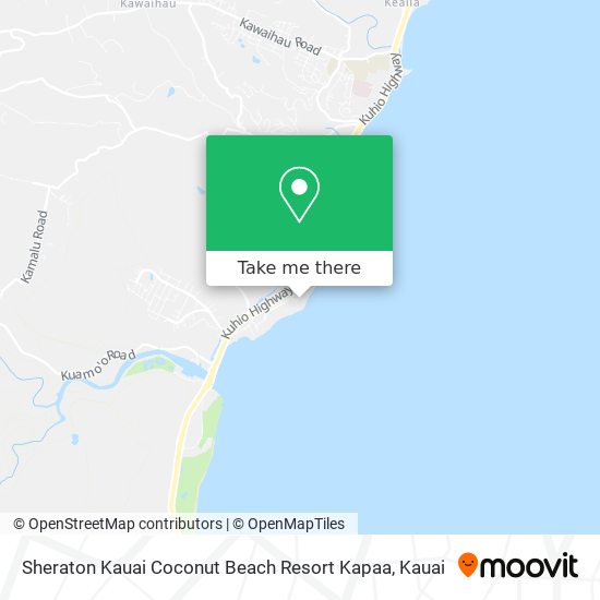 Sheraton Kauai Coconut Beach Resort Kapaa map