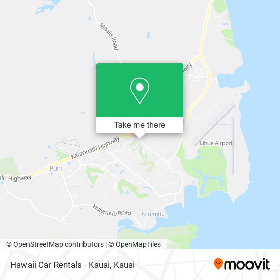 Mapa de Hawaii Car Rentals - Kauai