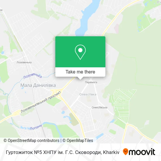Карта Гуртожиток №5 ХНПУ ім. Г.С. Сковороди