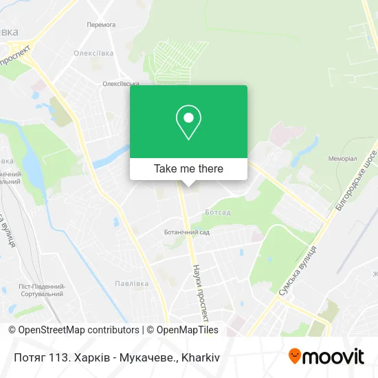 Карта Потяг 113. Харків - Мукачеве.