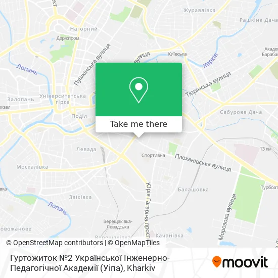 Карта Гуртожиток №2 Української Інженерно-Педагогічної Академії (Уіпа)