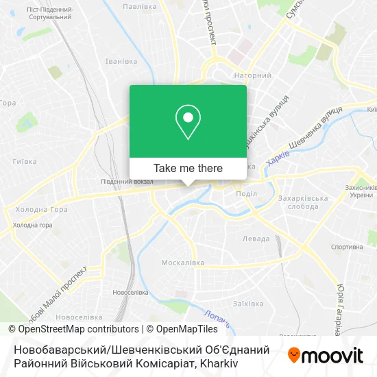Карта Новобаварський / Шевченківський Об'Єднаний Районний Військовий Комісаріат