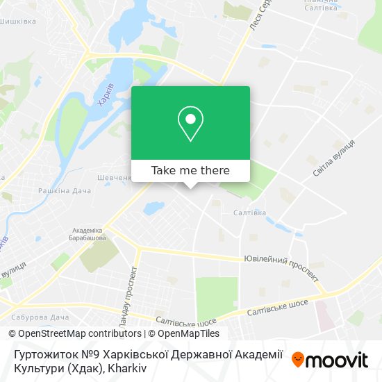 Карта Гуртожиток №9 Харківської Державної Академії Культури (Хдак)