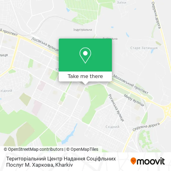 Карта Територіальний Центр Надання Соціфльних Послуг М. Харкова