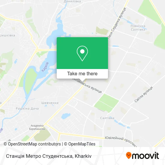 Карта Станція Метро Студентська