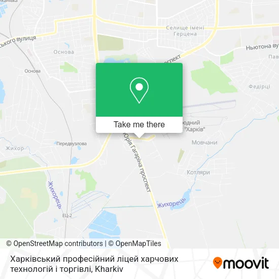 Карта Харківський професійний ліцей харчових технологій і торгівлі