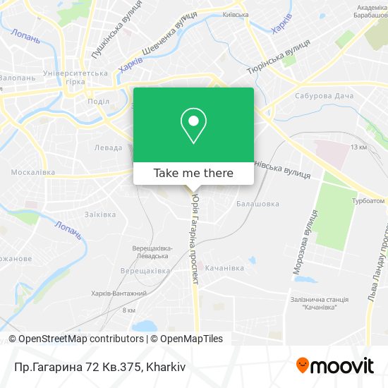 Карта Пр.Гагарина 72 Кв.375