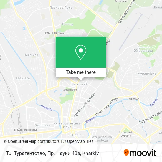 Карта Tui Турагентство, Пр. Науки 43а