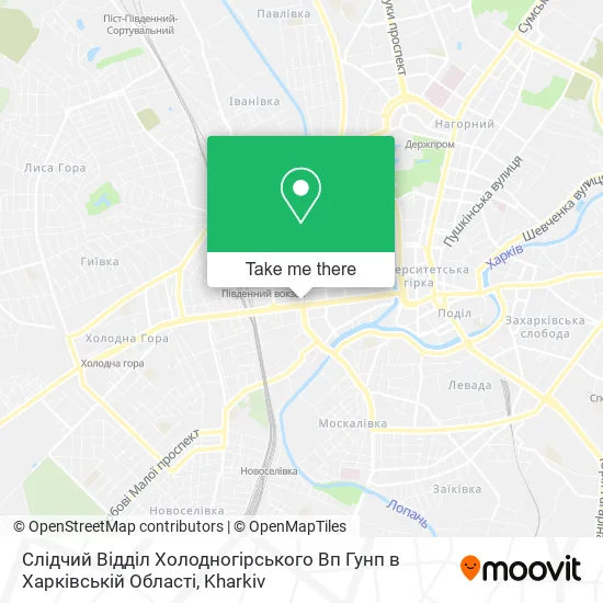 Карта Слідчий Відділ Холодногірського Вп Гунп в Харківській Області