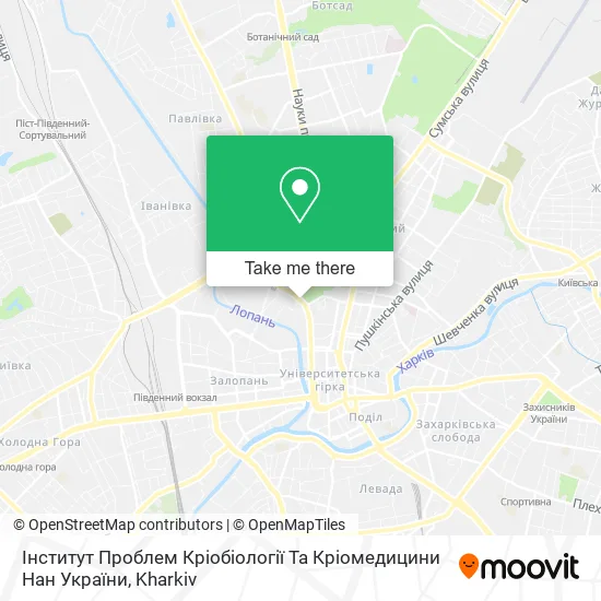 Карта Інститут Проблем Кріобіології Та Кріомедицини Нан України