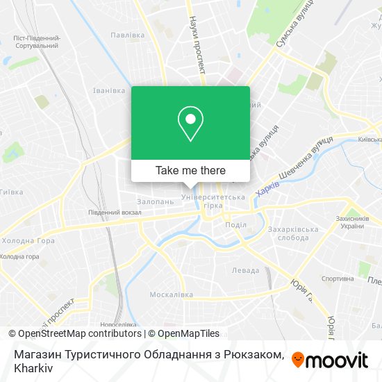 Карта Магазин Туристичного Обладнання з Рюкзаком