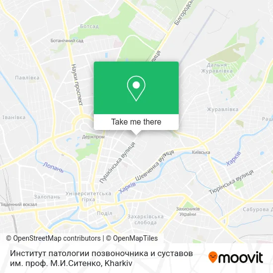 Карта Институт патологии позвоночника и суставов им. проф. М.И.Ситенко