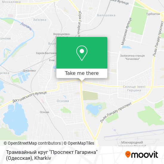 Трамвайный круг "Проспект Гагарина" (Одесская) map