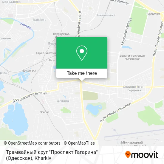 Карта Трамвайный круг "Проспект Гагарина" (Одесская)