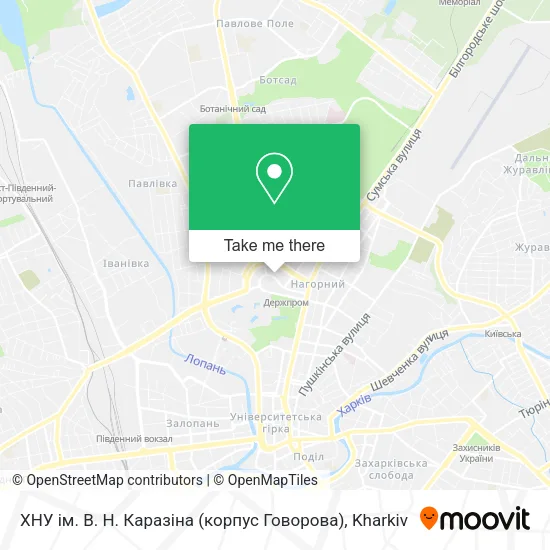 Карта ХНУ ім. В. Н. Каразіна (корпус Говорова)