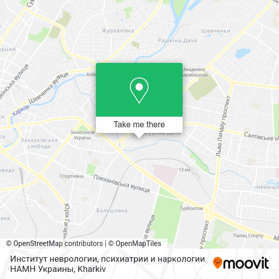 Карта Институт неврологии, психиатрии и наркологии НАМН Украины
