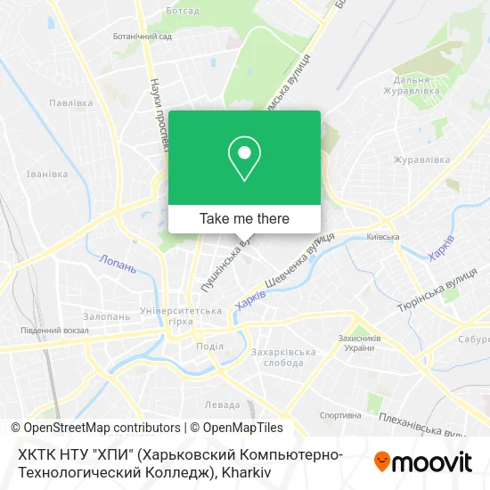 Карта ХКТК НТУ "ХПИ" (Харьковский Компьютерно-Технологический Колледж)