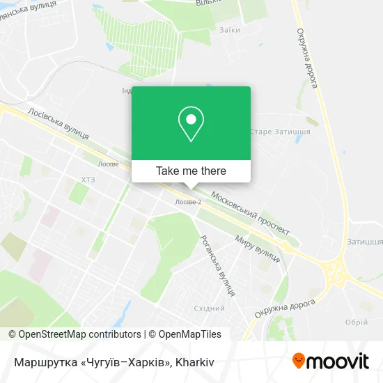 Карта Маршрутка «Чугуїв–Харків»