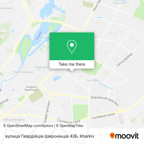 Карта вулиця Гвардійців-Широнінців 43Б