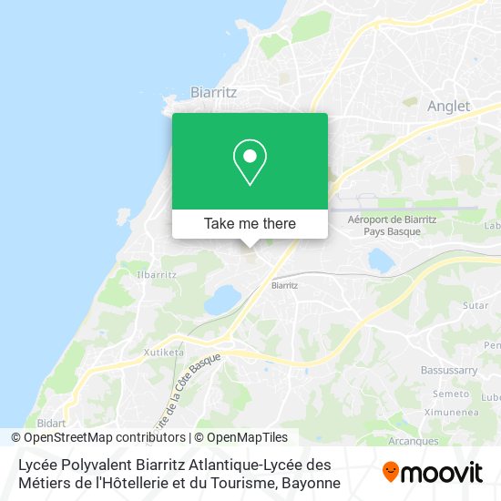 Mapa Lycée Polyvalent Biarritz Atlantique-Lycée des Métiers de l'Hôtellerie et du Tourisme