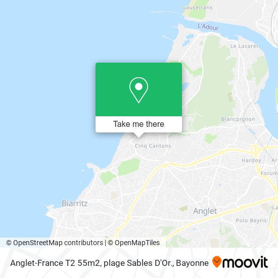 Mapa Anglet-France T2 55m2, plage Sables D'Or.