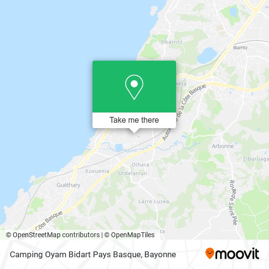 Camping Oyam Bidart Pays Basque map