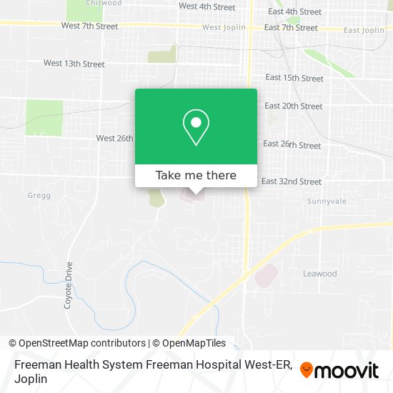 Freeman Health System Freeman Hospital West-ER map