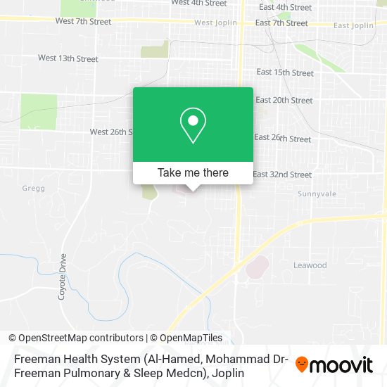 Freeman Health System (Al-Hamed, Mohammad Dr-Freeman Pulmonary & Sleep Medcn) map