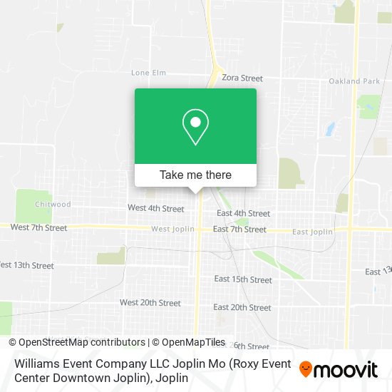 Williams Event Company LLC Joplin Mo (Roxy Event Center Downtown Joplin) map